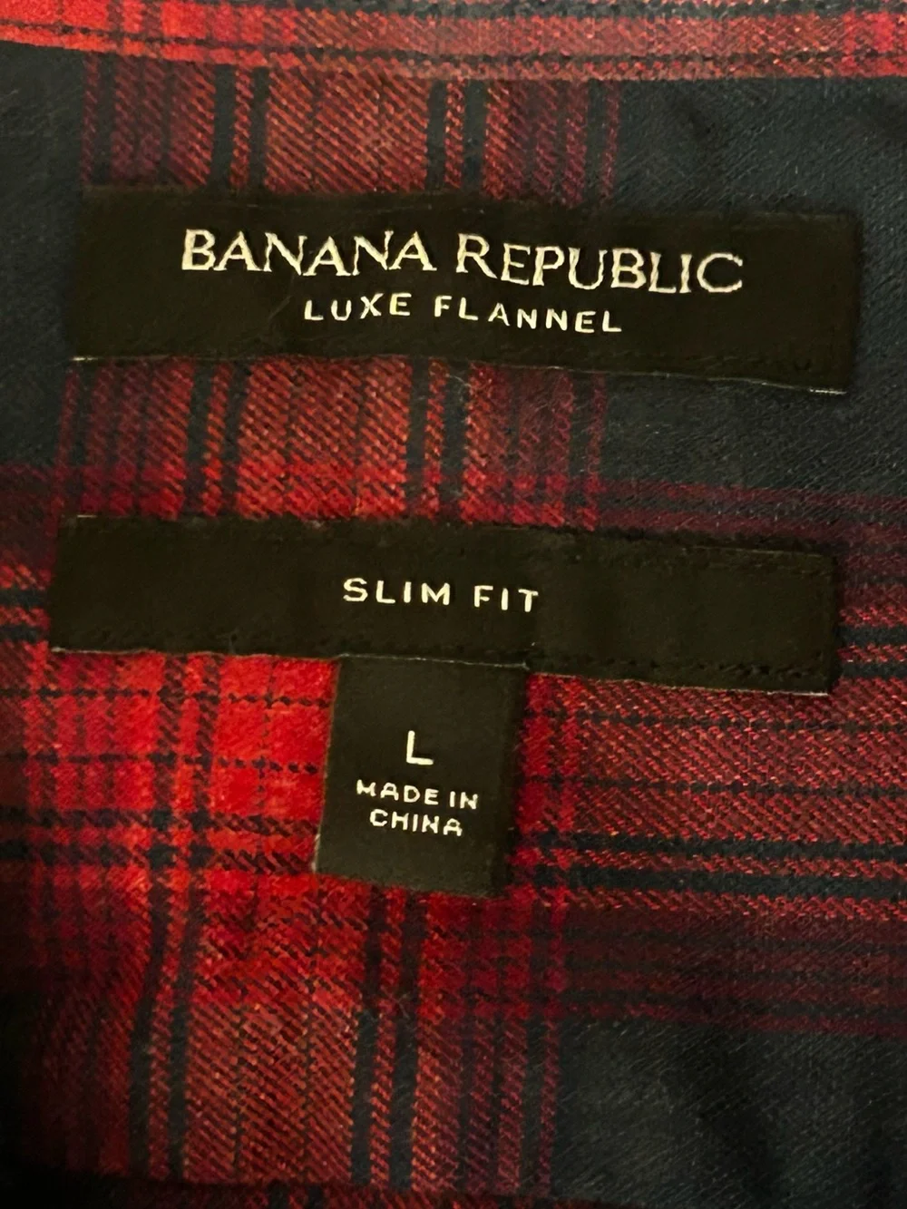 Banana Republic Men’s Slim Fit Luxe Flannel Shirt Red & Navy Size Large